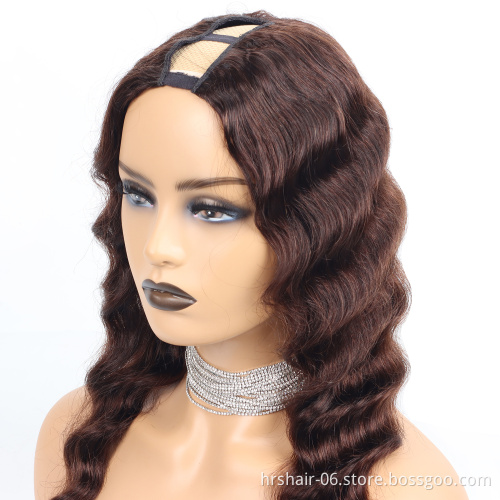 Wholesale 100% unprocessed remy Cuticle Aligned Raw Virgin u part wig human hair ,glueless wigs for black women